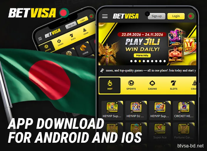 BetVisa mobile app for iOS and Android devices in Bangladesh