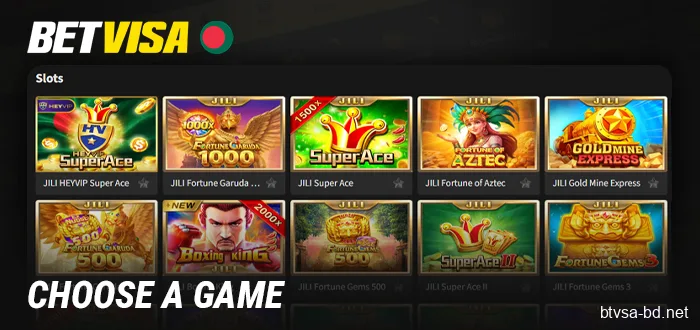 Choose an online slot on the Betvisa BD website