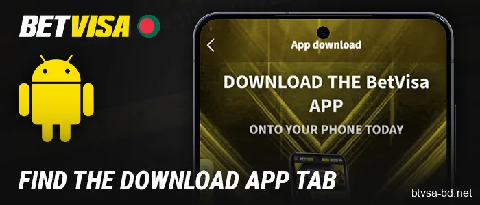 Find the BetVisa mobile app section